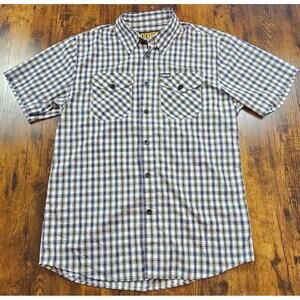 Dixxon Flannel Company The Deuce Short Sleeve White Plaid Shirt Mens Medium